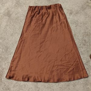 Nasty Gal brown silky midi skirt